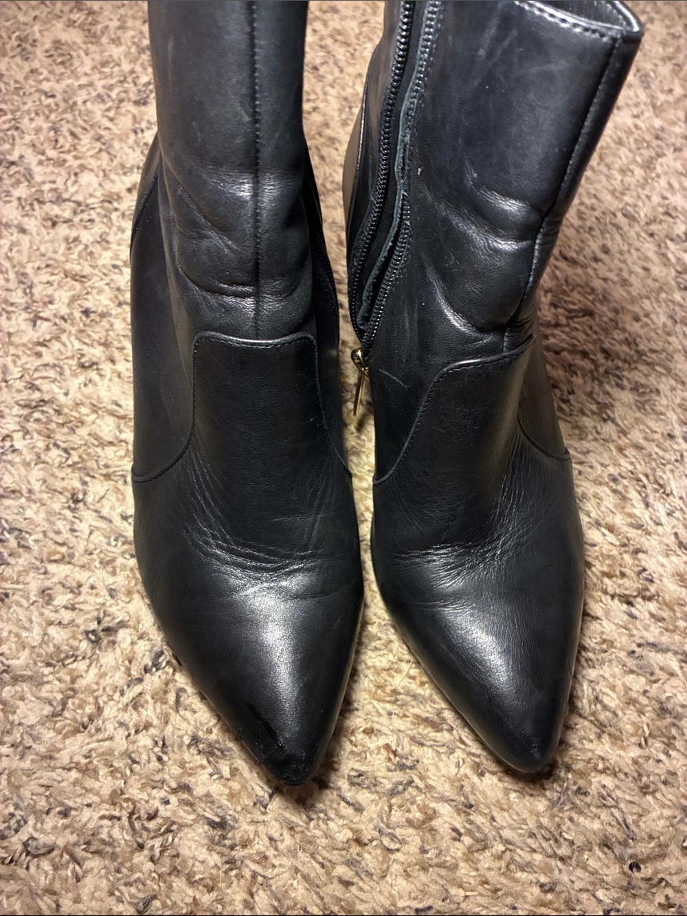 Kurt Geiger Black Pointed Leather Ankle Boots